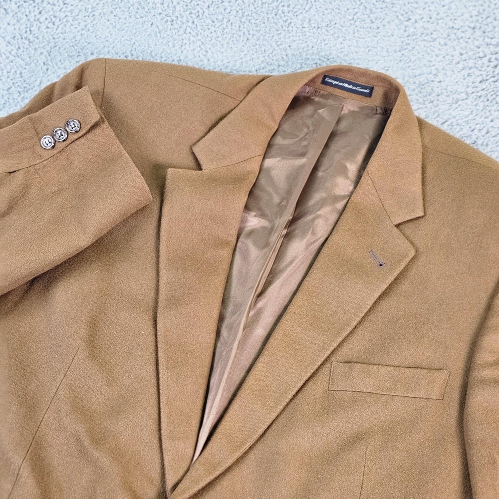 Pronto Uomo Sport Coat Mens 48L Brown 100% Cashmere Two Button Blazer Jacket‎